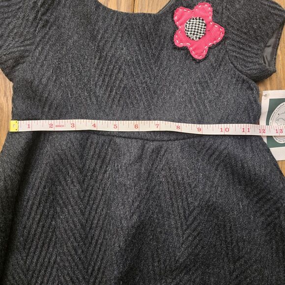 Isabel Garreton Girl's 4 Gray Pink Wool Blend Short Sleeve Knee Length Dress - Picture 12 of 14